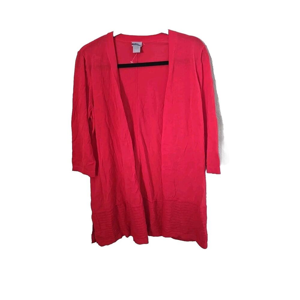 Chico's Pink Open Front Lightweight 3/4 Sleeve Cardigan Sweater Womans Sz 1 Md